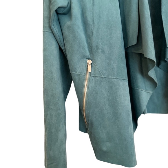 Woman’s aqua blue suede bolero jacket beautiful - Picture 4 of 5